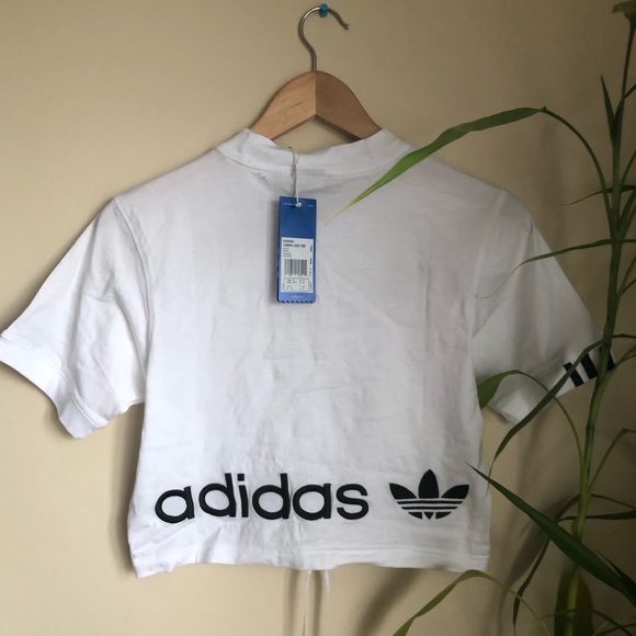 Adidas Originals Linear Logo Tee Crop Top - Picture 2 of 5